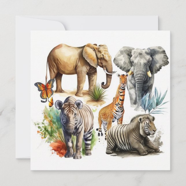 Carte à plat Safari Watercolor (Devant)