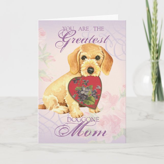 Carte À poils durs Dachshund Heart Maman (Devant)