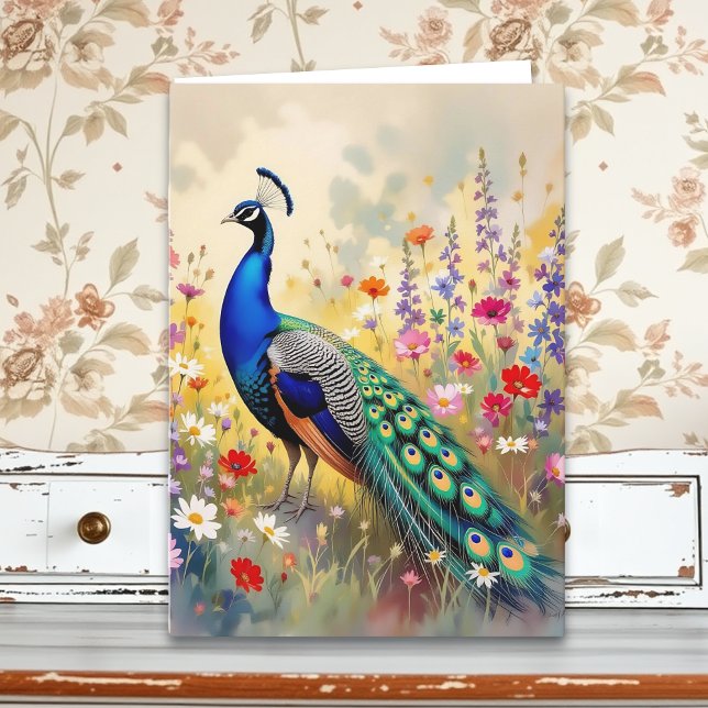 Carte A Pretty Colorful Peacock Birthday (Créateur téléchargé)