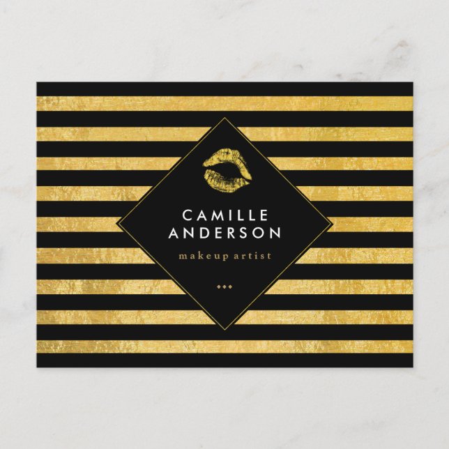 Carte à puce pour maquillage noir et or (Devant)