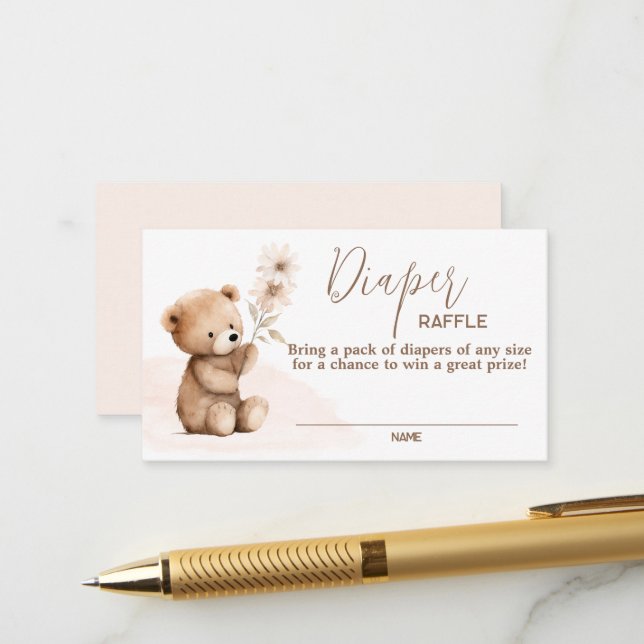 Carte à rabat Neutral Teddy Bear (Devant/Arrière en situation)