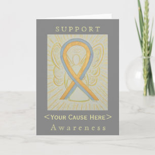 Carte à ruban Customisée Gris et Gold Sensibilisat