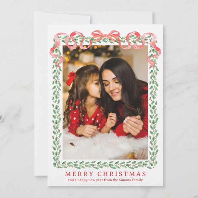 Carte à ruban Holly Christmas Grandmillennial (Devant)