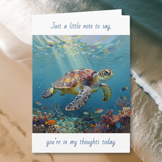 Carte A Sea Turtle Themed Thinking about You (Créateur téléchargé)