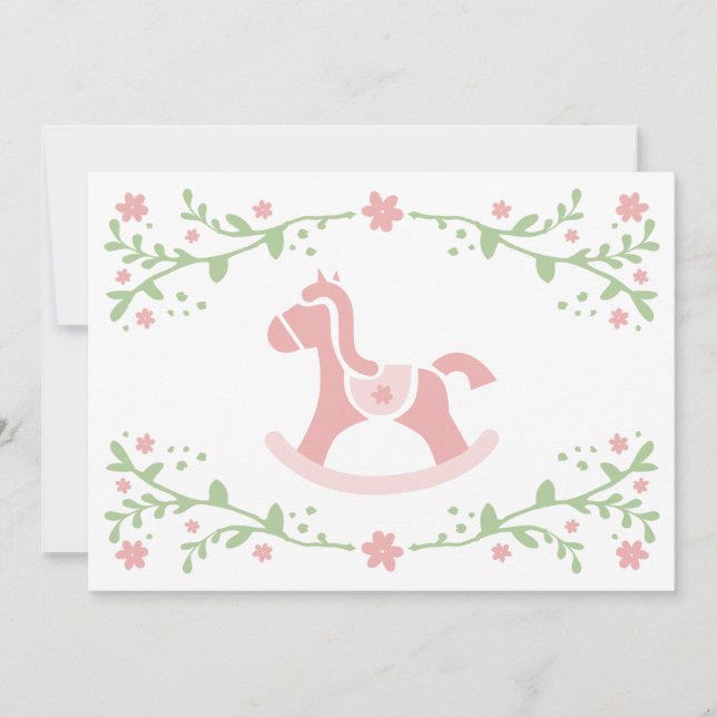 Carte à thème baby shower / Cheval à rochers (Devant)