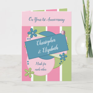 Carte A ton 1er anniversaire fait rose