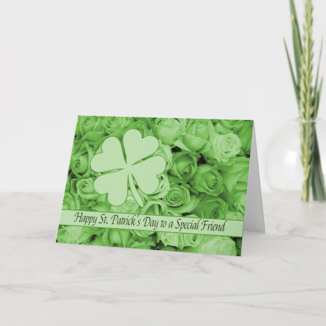 Carte À un ami spécial rose irlandais de St. Patrick (Devant)