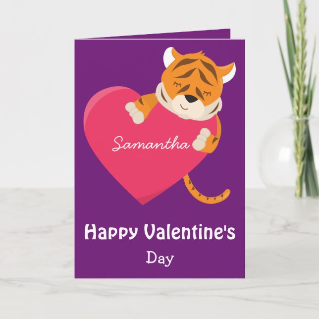 Carte À une fille sur le tigre de la Saint Valentin (Devant)
