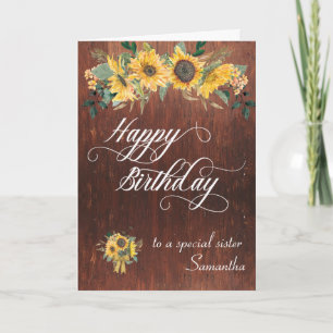 Carte À une soeur spéciale Bonne fête d'anniversaire Sun