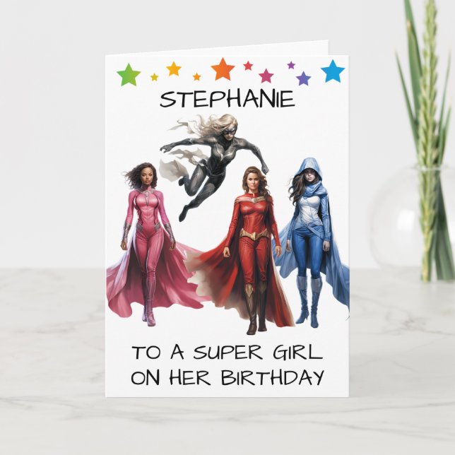 Carte À une super fille sur son Superhéros d'anniversair (Devant)