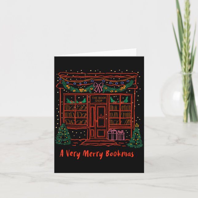 Carte A Very Merry Bookmas Cozy Christmas Bookstore Holi (Devant)