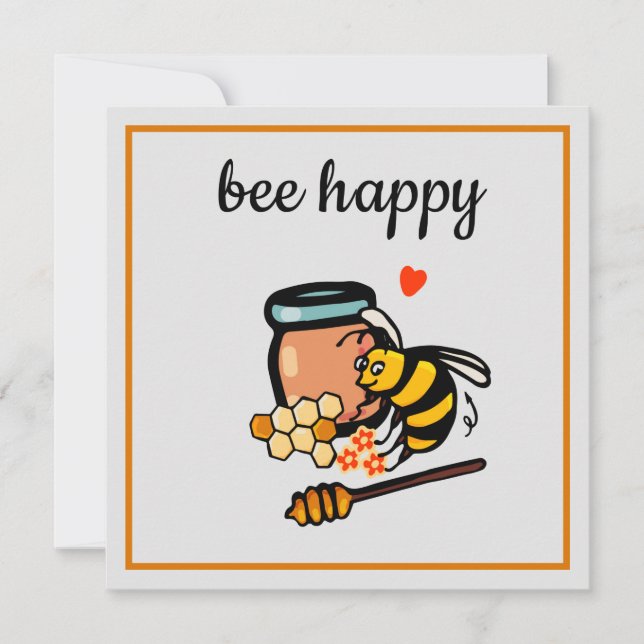 Carte Abee joyeux jolies abeilles jaunes mot art (Devant)