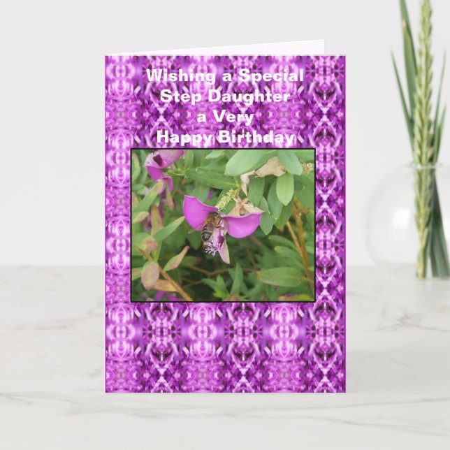 Carte Abeille à pas Fleur Fille Anniversaire (Devant)
