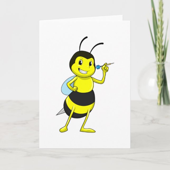 Carte Abeille aux fléchettes avec tarte (Devant)