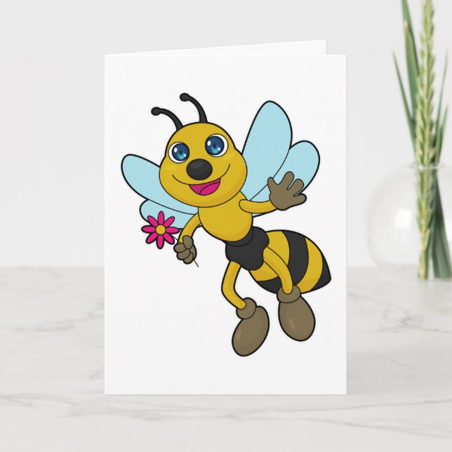 Carte Abeille avec fleur (Devant)