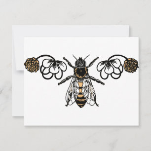 Carte abeille avec trèfle