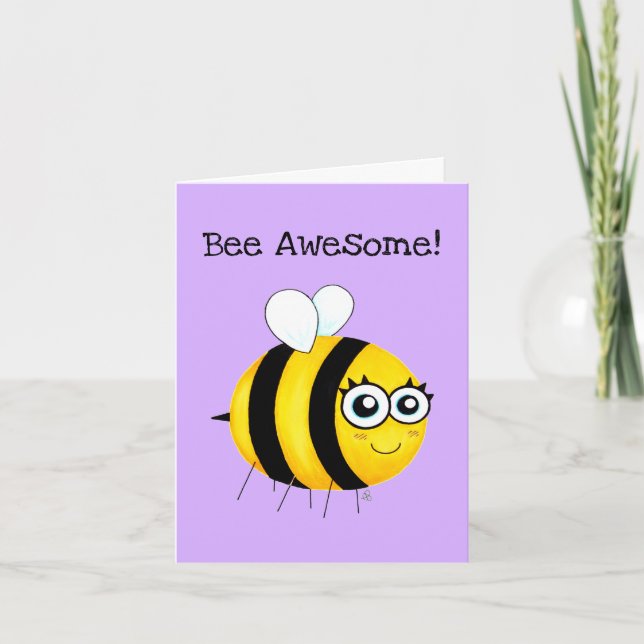 Carte Abeille géniale, jolie abeille en dessin (Devant)