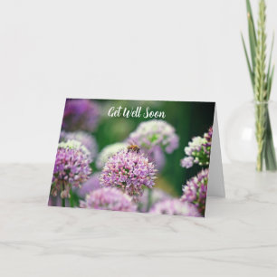 Carte Abeille heureux avec Fleur Allium Violet se tirer