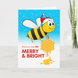 Carte Abeille Joyeuse et Abeille mignonne brillante avec