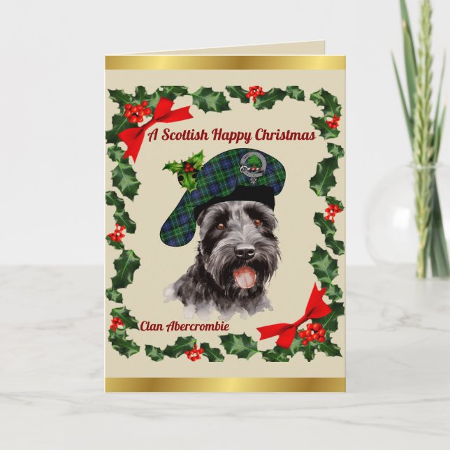 Carte Abercrombie Scottie Dog Noël personnalisé (Devant)