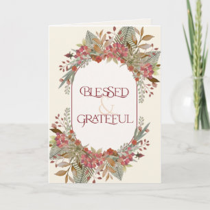 Carte Abondante automne floral béni Grateful Thanksgivin