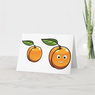 Carte Abricot Heureux Fruit avec Visage Souriant Feuille