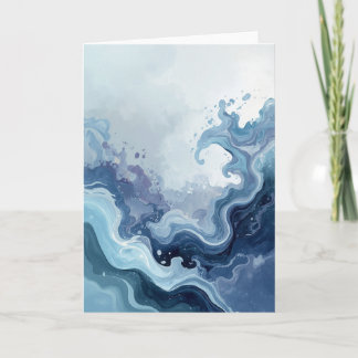 Carte Abstract Blue Ocean Waves Peaceful Greeting Card