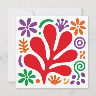 Carte Abstract Floral Flat Card–Colorful Modern Folk Art