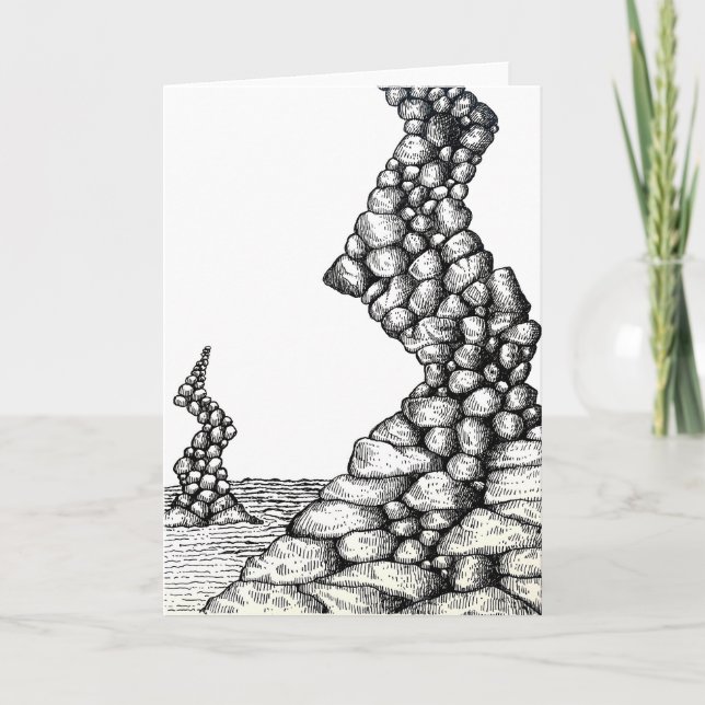 Carte Abstract Pen Angled Cliffs Rocks Drawing Card (Devant)