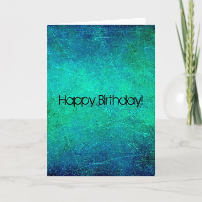 Carte Abstrait bleu et vert, Joyeux anniversaire ! (Devant)