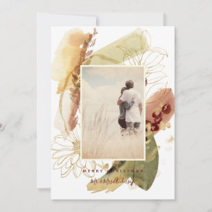 Carte Abstrait Floral Joyeux Noël Couple de Noël