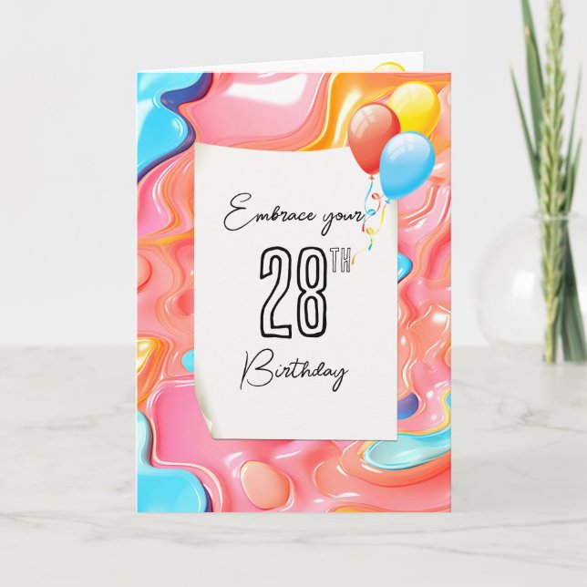 Carte Abstrait psychédélique 3D pour 28e anniversaire (Devant)