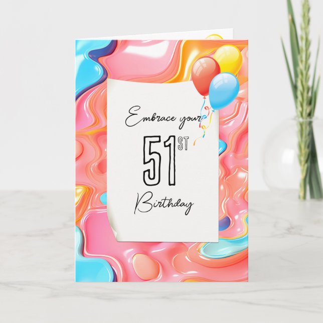 Carte Abstrait psychédélique 3D pour 51e anniversaire (Devant)