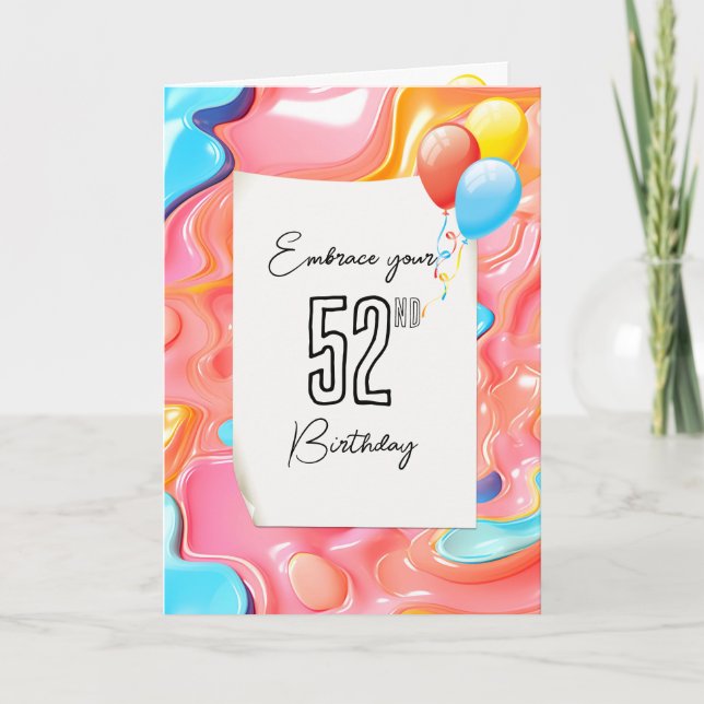 Carte Abstrait psychédélique 3D pour 52e anniversaire (Devant)