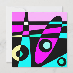 Carte Abstrait Surf Turquoise Hot rose jaune noir