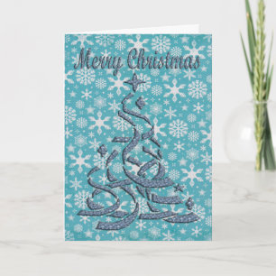Carte Abstraite Arbre de Noël avec support bleu et