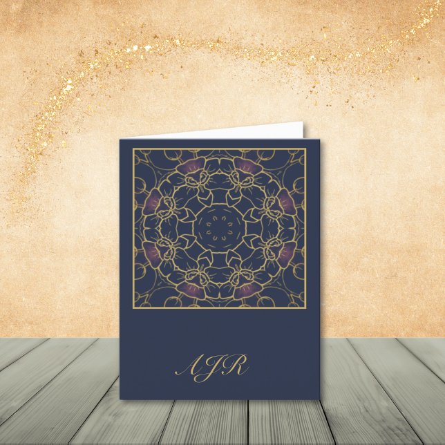 Carte Abstraite de billets or et rose (Personalize with your initials or name.)