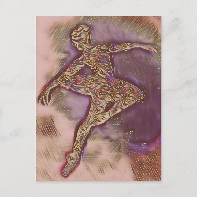 Carte Abstraite de danse rose et or Ballerina (Devant)