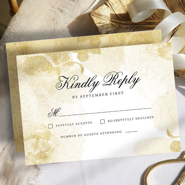 Carte Abstraite de mariage Gold RSVP (Créateur téléchargé)