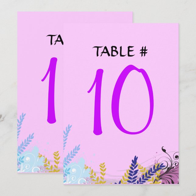 Carte ABSTRAITE de table de Bat mitzvah FLORAL (Devant / Derrière)