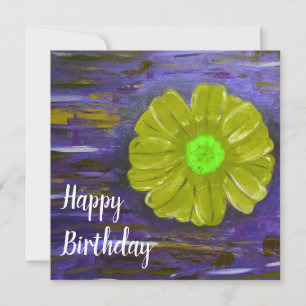 Carte Abstraite Fleur verte mignonne Open Anniversaire
