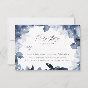 Carte Abstraite Indigo Floral RSVP avec choix de r