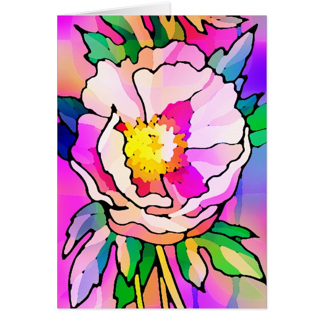 Carte Abstraite moderne à fleurs roses (Devant)