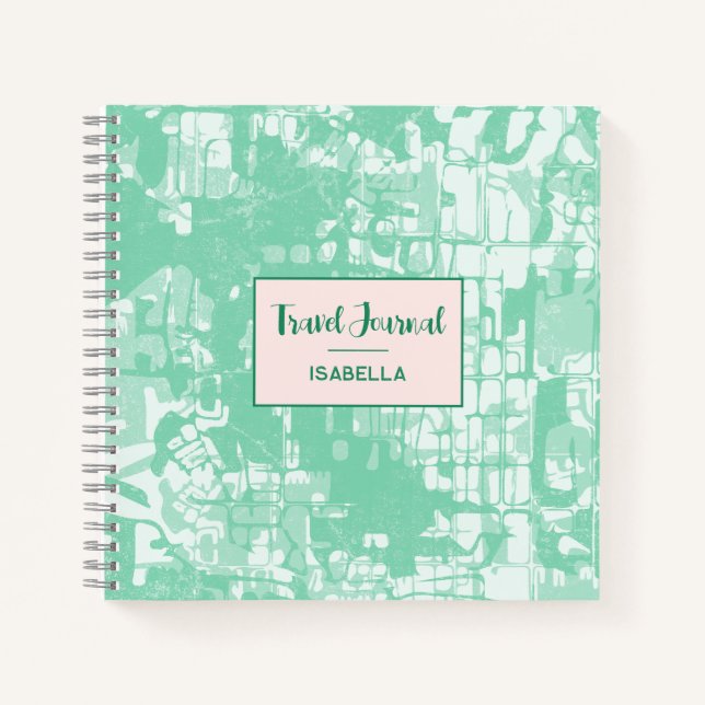 Carte Abstraite moderne Green Motif Travel Journal (Devant)