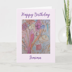 Carte Abstraite Pastel Floral Anniversaire