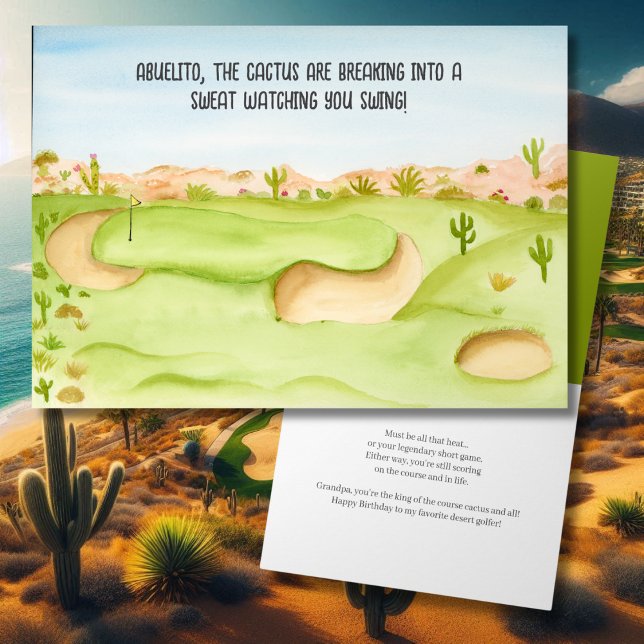 Carte Abuelito, Birthday Desert Golf Course Aquarelle (Créateur téléchargé)