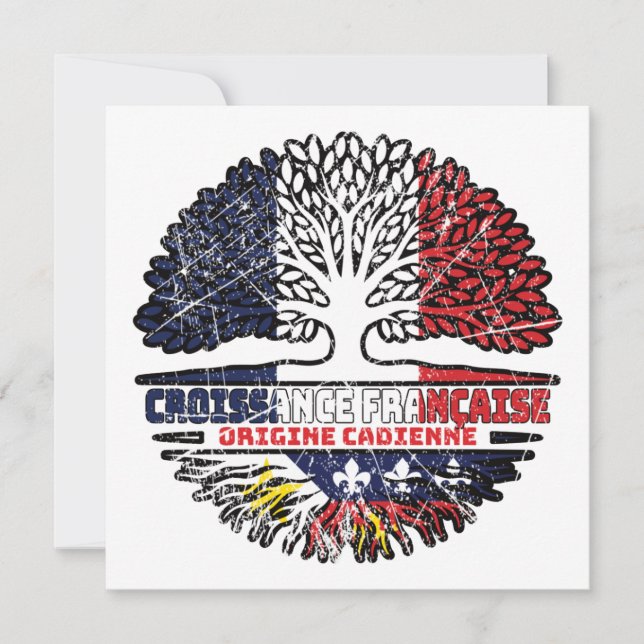 Carte Acadien Cajun France Arbre Drapeau (Devant)