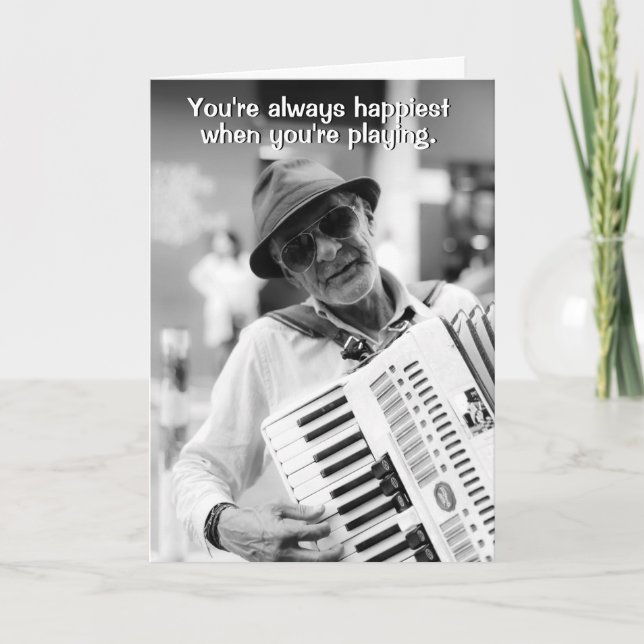 Carte Accordéon Lecteur Accordéoniste Boire Anniversaire (Devant)