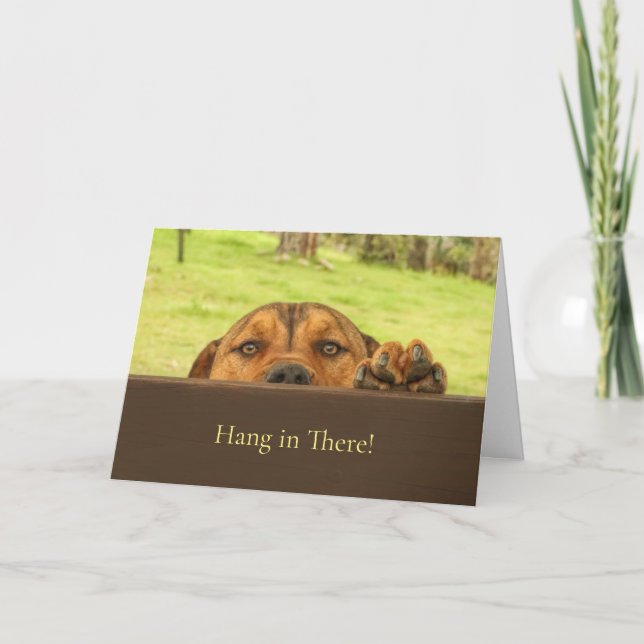 Carte Accrochez-Vous Là Encouragement Petit Pitbull Chie (Devant)