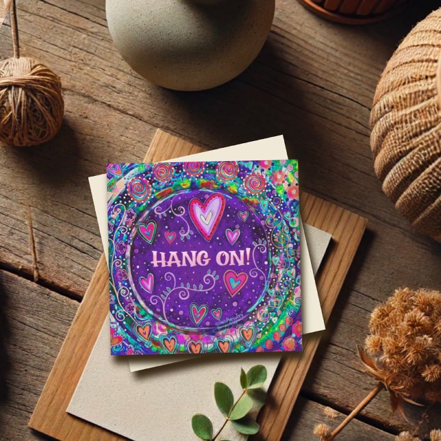 Carte Accrochez-Vous Sur Le Plaisir Purple Encouragement (Créateur téléchargé)
